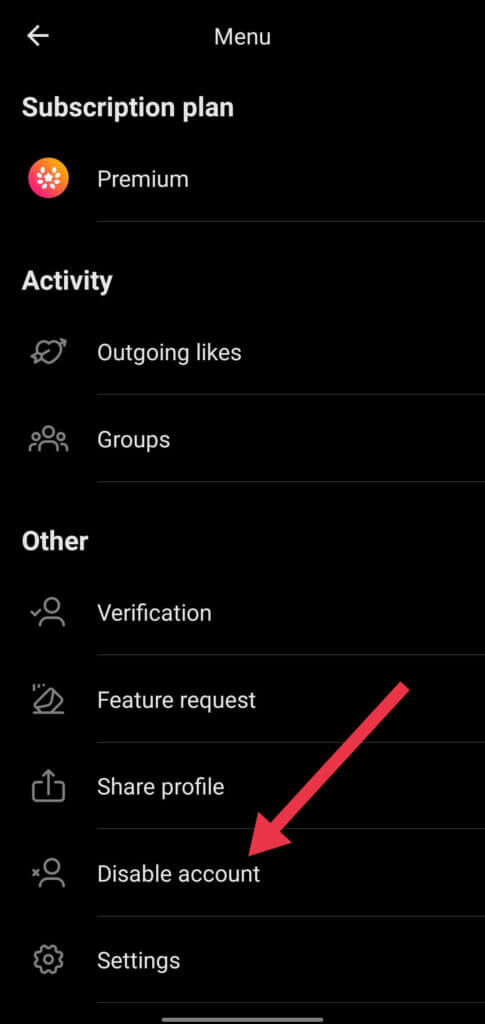 Disable Taimi Account option on the App