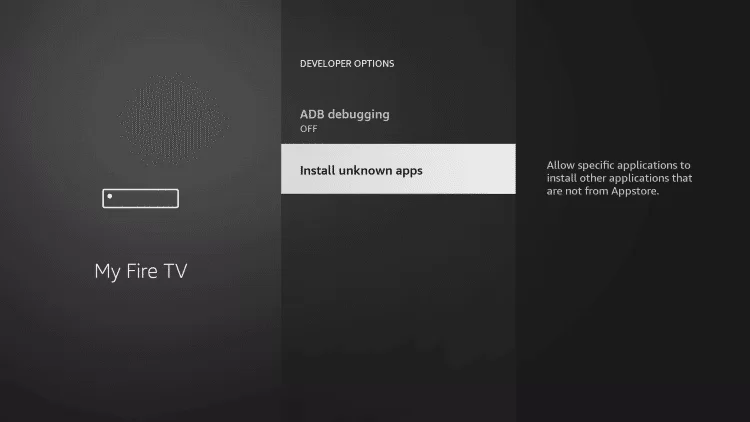 Tap Install Unknown Apps to install Bitdefender VPN on Firestick 