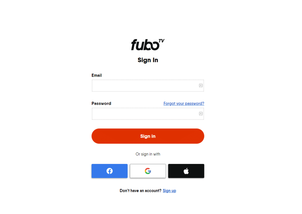 Enter the fuboTV login credentials