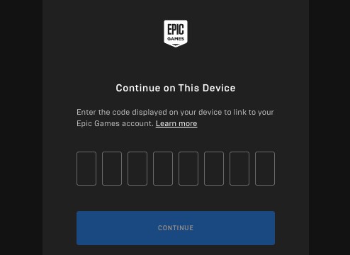 Enter the activation code to link your game account to Epic games