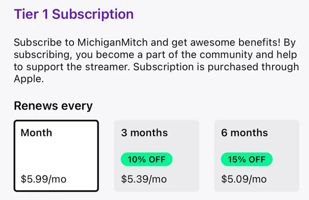 Make a Twitch subscription