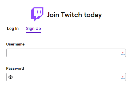 Sign Up for Twitch