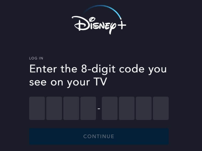 Enter the code to activate the Disney Plus app on your TV