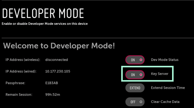 Enable the Key Server to Access Developer Mode on LG TV