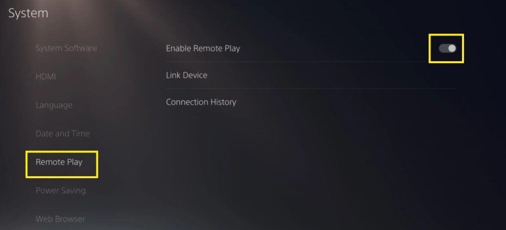 Turn on Enable Remote Play